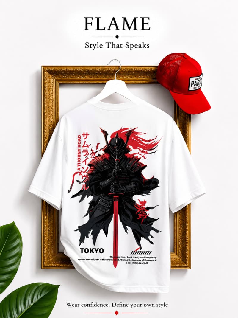 Cyberpunk Samurai Oversized T-Shirt - Flame Street Wear