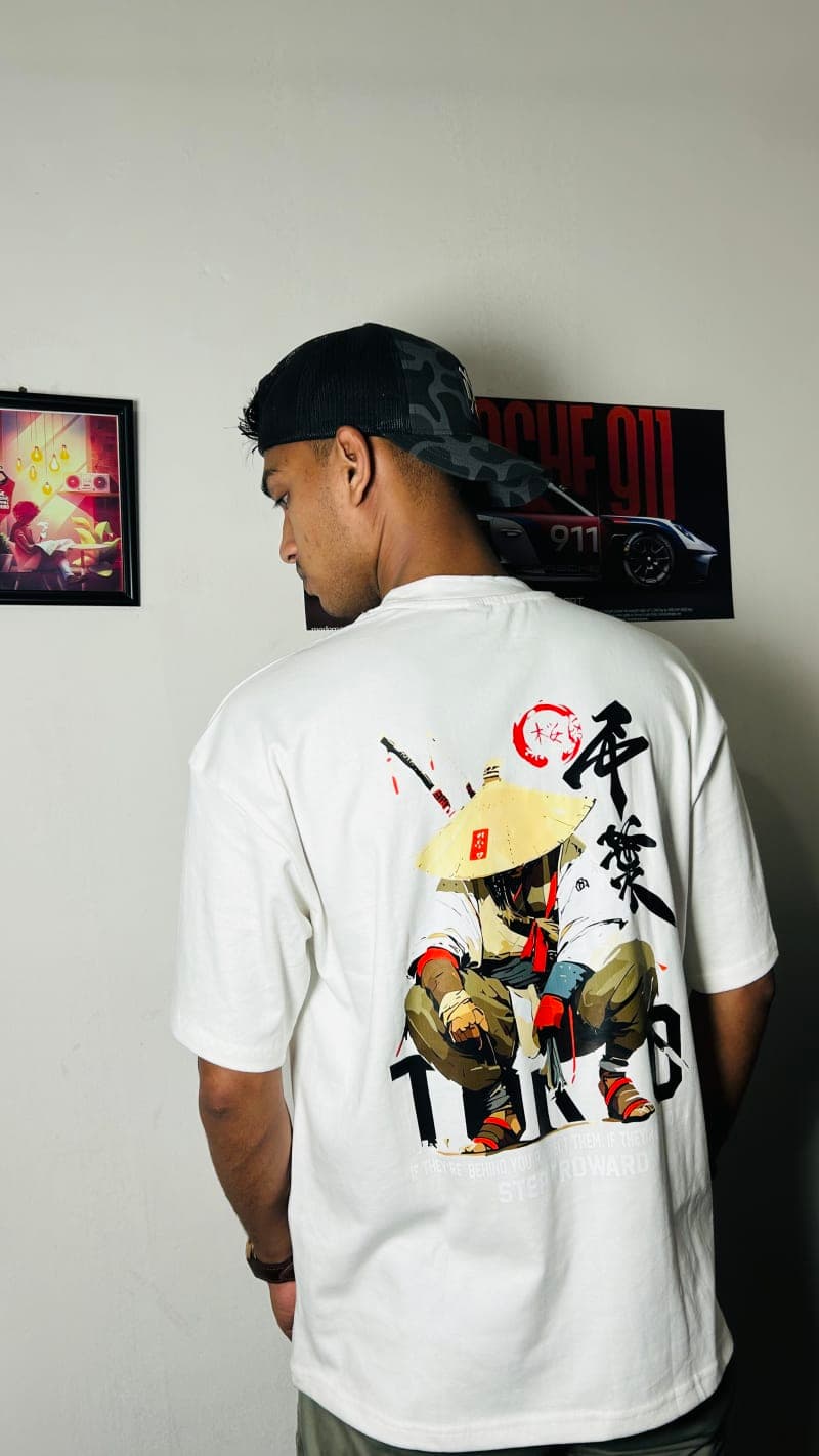 Samurai Graphic White Oversized T-Shirt 2