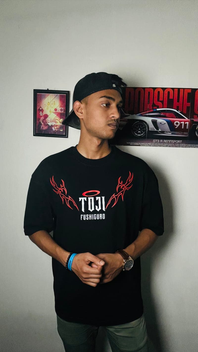 Toji Fushiguro Anime Black Oversized T-Shirt 2
