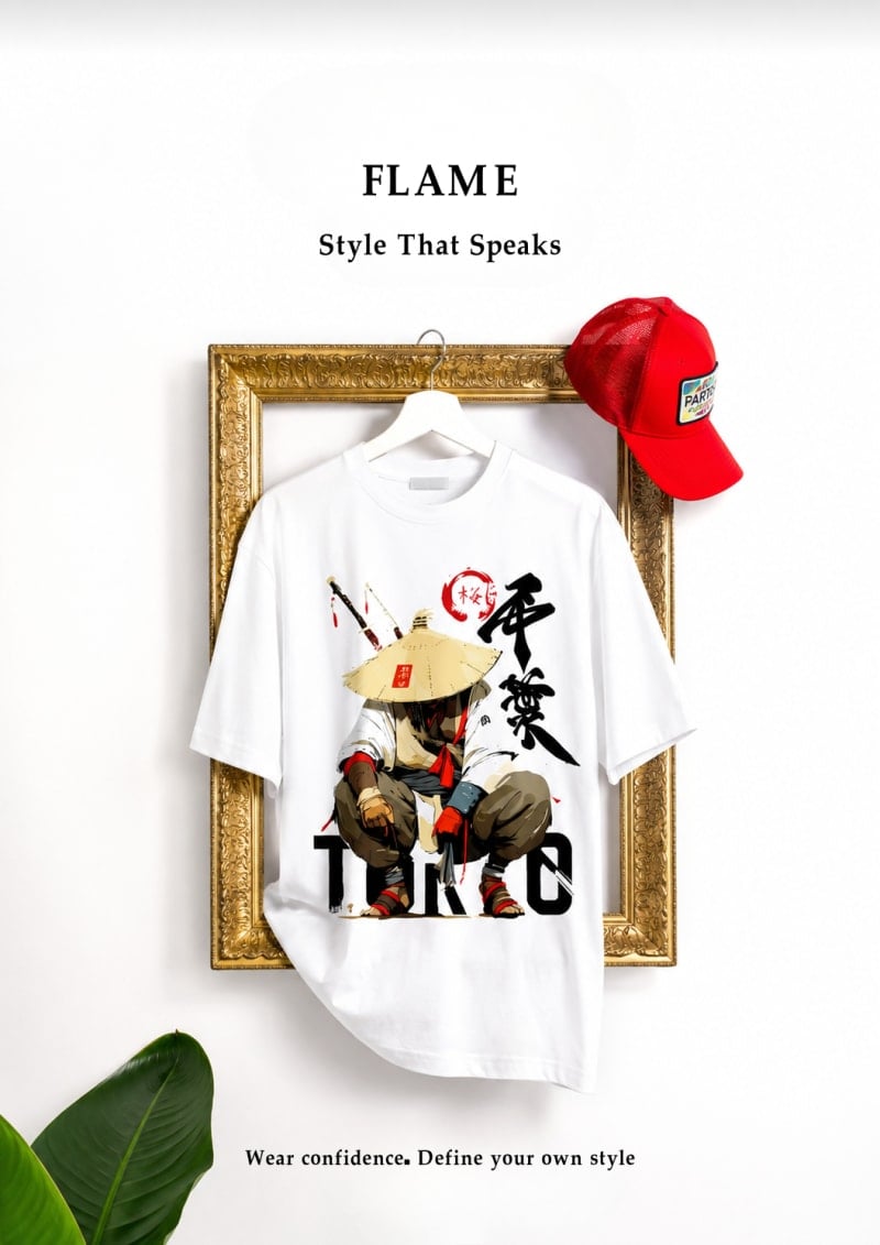 Samurai Graphic White Oversized T-Shirt