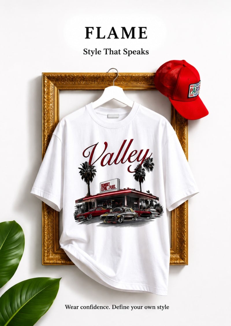 Valley Vintage Car White Oversized T-Shirt
